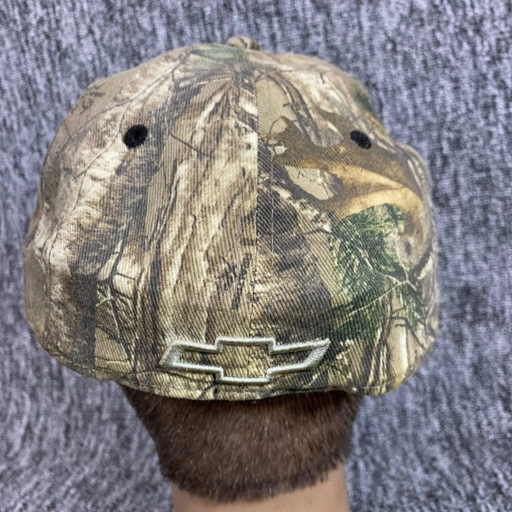 Vintage Chevy Camo Hat Realtree Xtra Embroidered Flames Signatures Stretch L XL